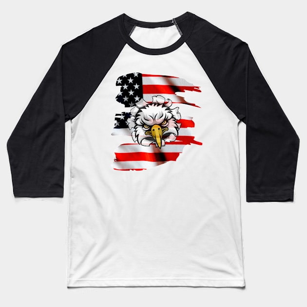 american flag Baseball T-Shirt by AlGenius